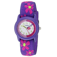 Timex Girl Elastic Fabric Strap Watch Colorful Kid Comfy Time Machine Analog Easy-to-Read Dial Learn Water Resistant Quartz Washable Adjustable Gift Birthday Christmas Hannukah Play Fun Colorful