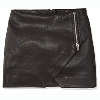 skirt BlankNYC Vegan Leather Mini Faux Leather Big Girls Skirt Rock Chick Polyurethane Viscose Zipper Crossover Detail