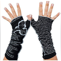 Storiarts Edgar Allen Poe The Raven Fingerless Gloves Culture Winter Fall Spring Summer Evening Fashion Festival College School Gift Handmade Super Soft Cotton Knit Fabric Stretch Special Occasion
