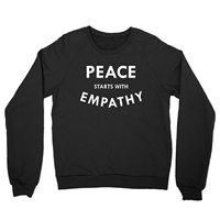 sweater Funky Shop Crew Neck Sweatshirt Classic Simple Message Peace Starts With Empathy Design Super Comfy Original Leisure Evening Daytime Fall Spring Gift Birthday Holiday Christmas Hannukah