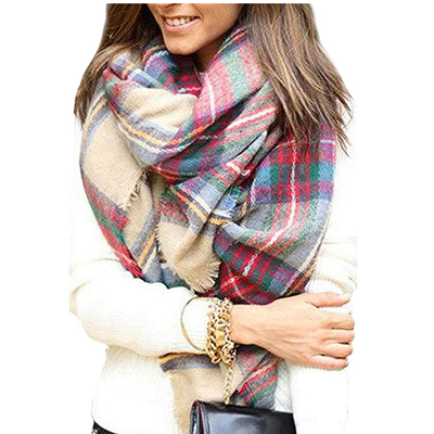 Stylish Warm Blanket Scarf Gorgeous Wrap Shawl. ✔Extremely soft and warm over-sized plaid blanket shawl wrap scarf poncho. Wrap the shawl freely around any outfit and it will keep you warm all day long. ✔Designed in versatile and various colors. Easy to wear and pair with other clothes. Fashionable and stylish. Over-sized enough to be worn as a shawl or used as a picnic blanket during fall activities. ✔Product Dimensions (IN):Length:55
